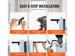 Tendones de Cortinas de Doble Vara SucceBuy, Longitud Ajustable de 36 a 72 Pulgadas, Terminos de Tapón