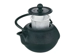 Tetera de hierro fundido negro de 0,72 L con filtro removible de acero inoxidable