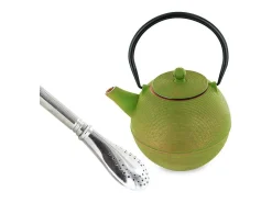 Tetera de hierro Ming + pajita de acero inoxidable con filtro