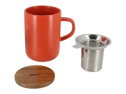 New Ogo Living Tetera Juliet Paprika de 475 ml en Grès con Tapa de Acacia Rojo