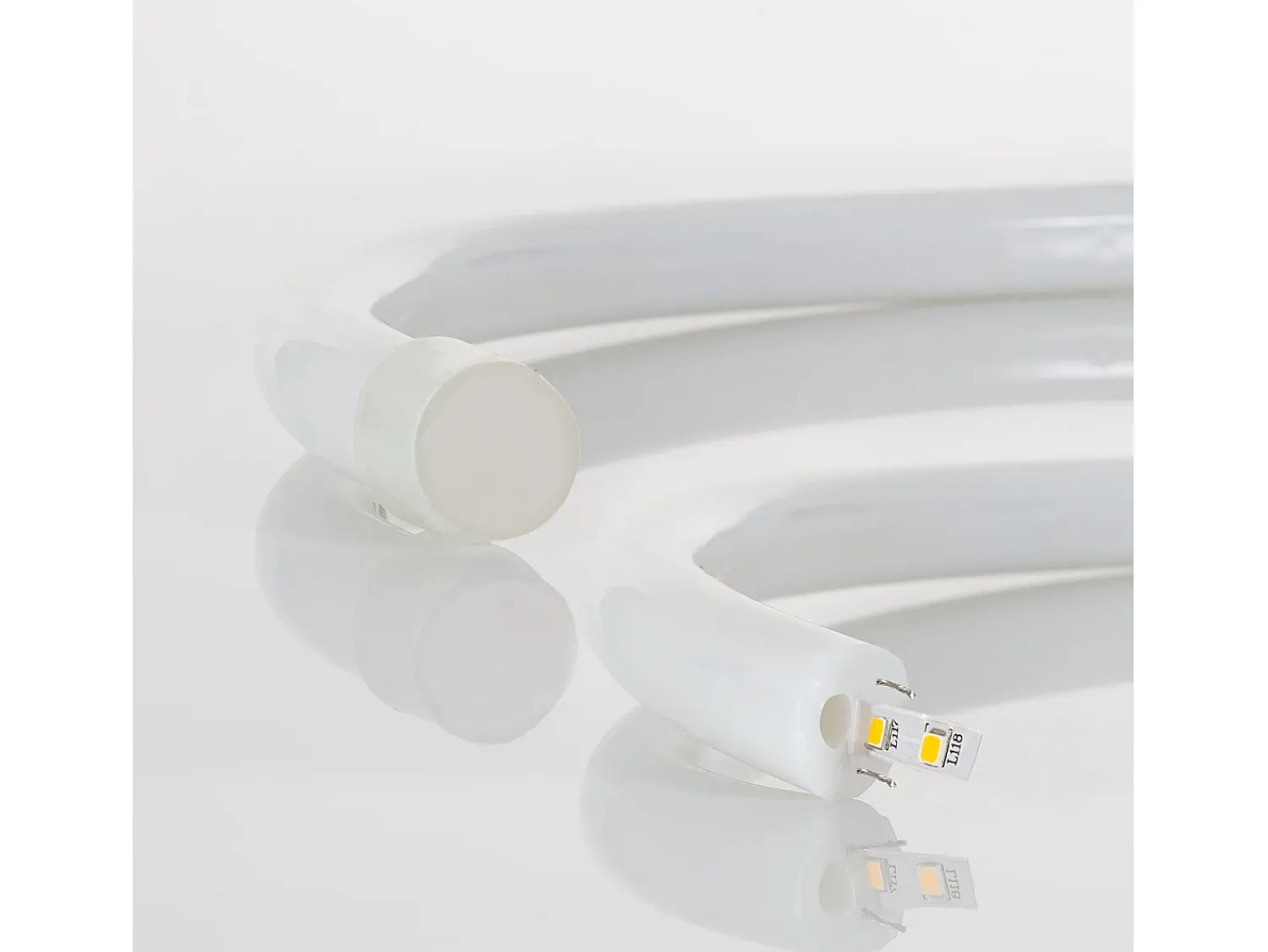 New Ledkia Tira LED Neón Regulable 220V Amarillo Circular 360 9W/m Corte 100cm IP67 a Medida 10 m Blanco