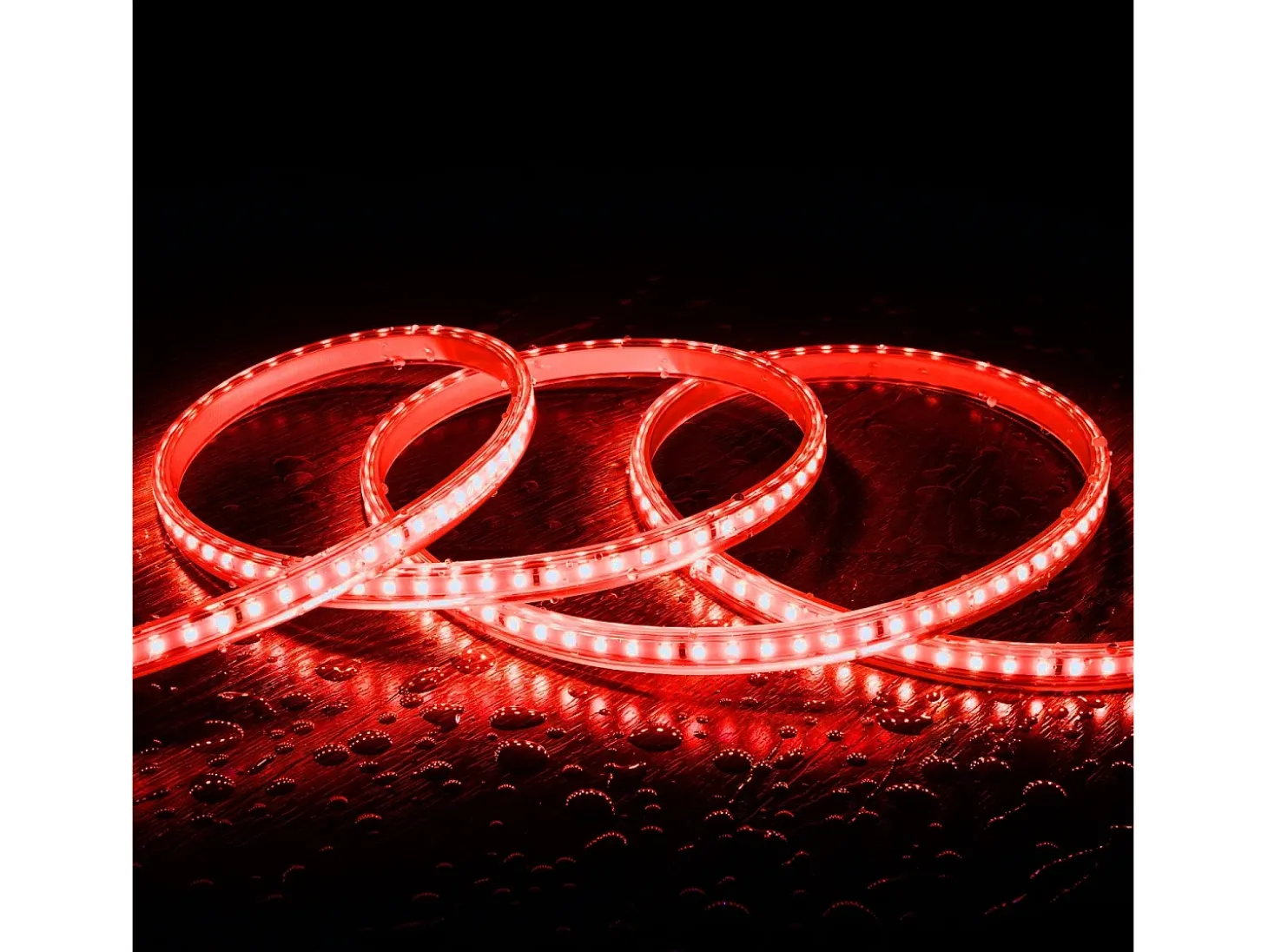 Tira LED Regulable 220V SMD 120 LED/m Color 8.5W/m Ancho 12mm Corte 20cm IP65 a Medida Rojo 5 m