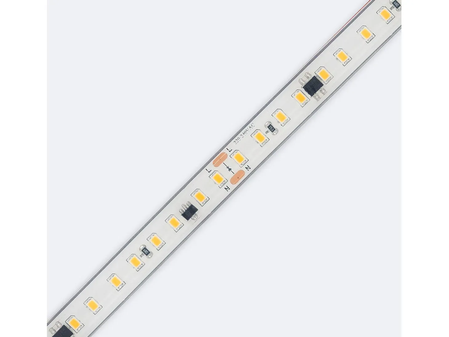 Tira LED Regulable 220V SMD Autorectificada 120 LED/m 14W/m 1680lm/m SILICONE FLEX Ancho 12mm Corte 10cm IP67 a Medida 4000K Blanco Neutro 1 m
