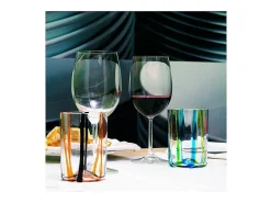 Vaso^Tirache Zafferano Vaso en Vidrio Borosilicato Bicolor Rojo-Gris Caja de 6 Piezas Amarillo