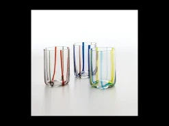 Tirache Zafferano Vaso en Vidrio Borosilicato Bicolor Negro-Naranja Caja de 6 Piezas