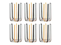Tirache Zafferano Vaso en Vidrio Borosilicato Bicolor Negro-Naranja Caja de 6 Piezas