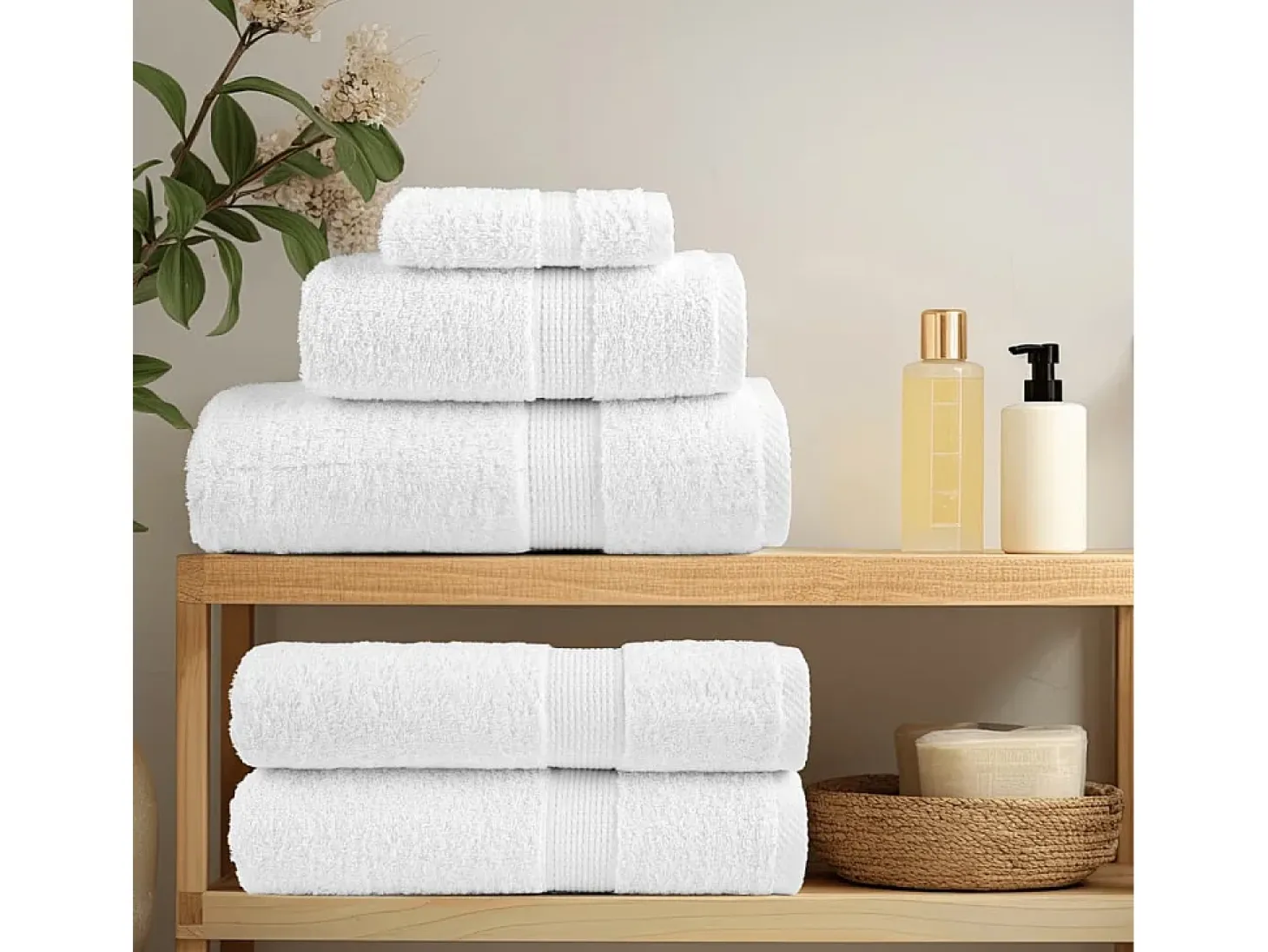 Toallas baño 2 uds 100% algodón blanco 100x150 cm 600 gsm ES951567