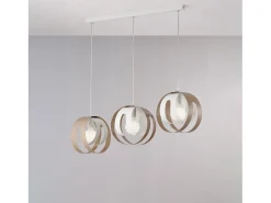 Tobias - Lámpara colgante con florón rectangular y difusores láser blancos y grises, 3 luces
