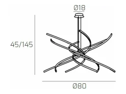 Tornado Sospensione D.80 Cm. Nero Luce Naturale 3000K