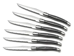 Lou Laguiole Cubierto^Tradition Gris Oscuro - Bloque 6 cuchillos carne Gris antracita