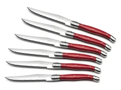 Lou Laguiole Cubierto^Tradition - Bloque 6 cuchillos carne Rojo