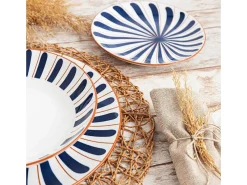 Vajilla Oceanika Bidasoa 18 piezas 6 servicios porcelana azul/marrón