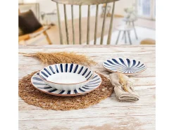 Vajilla Oceanika Bidasoa 18 piezas 6 servicios porcelana azul/marrón