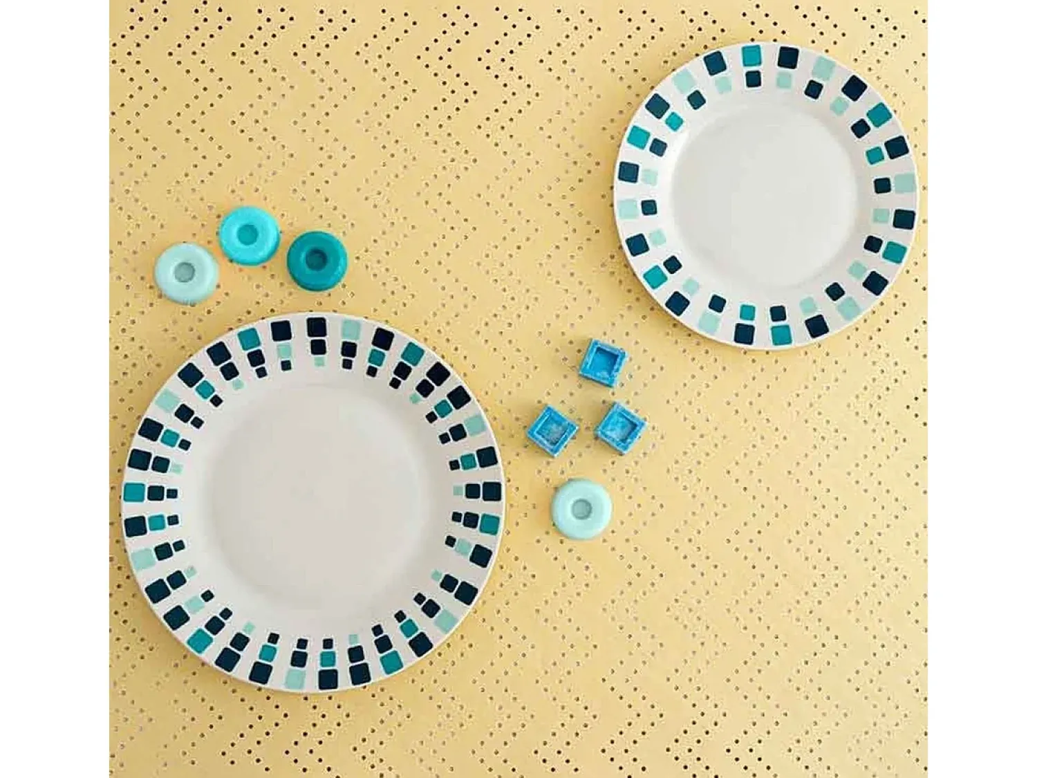 Outlet Vajilla Simetric Quid 18 piezas 6 servicios porcelana blanco/ Azul