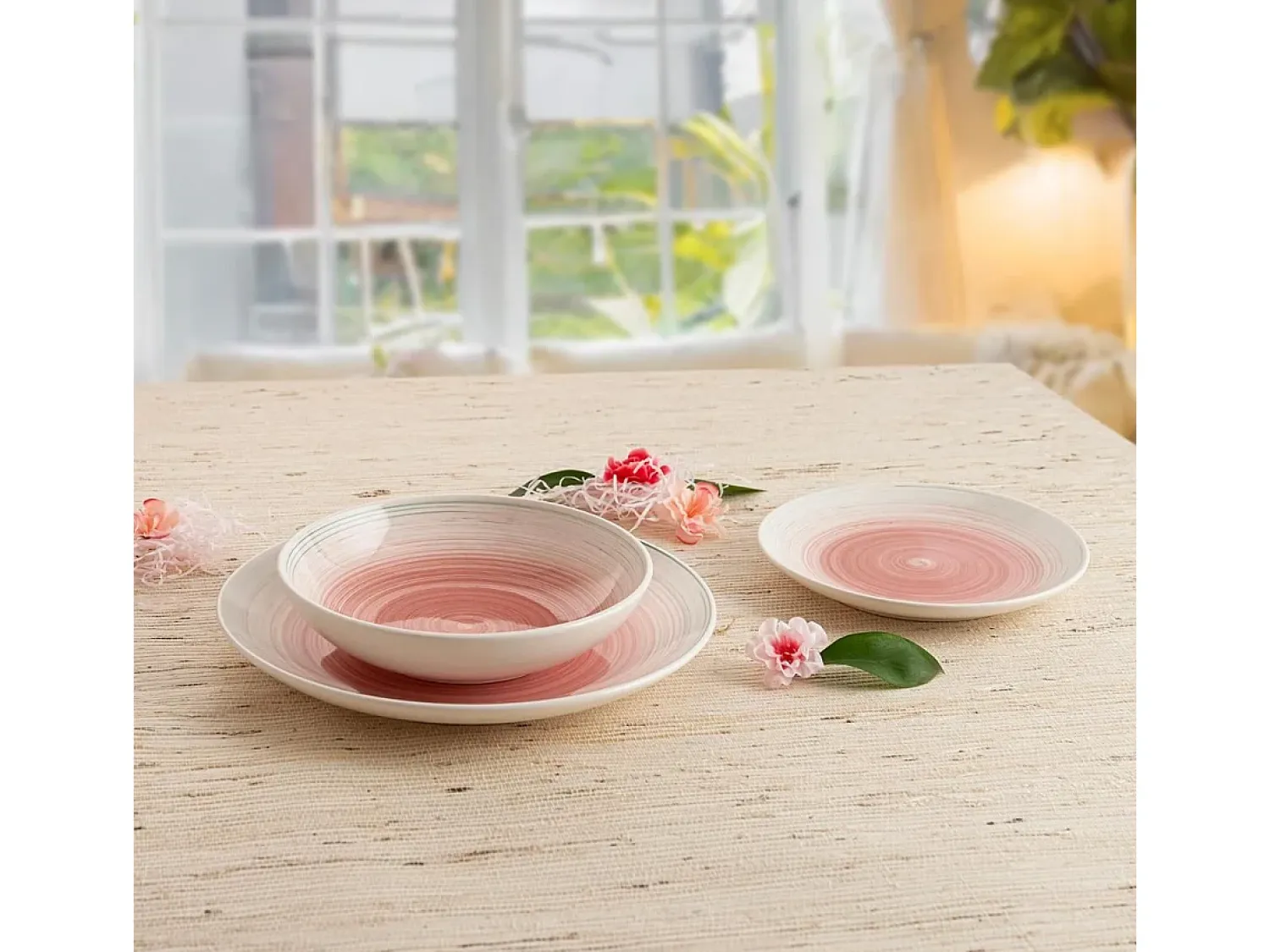 Vajilla^Vajilla Velvet Quid 18 piezas 6 servicios cerámica Rosa