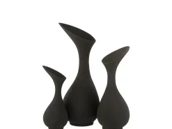 Outlet J-Line Vals áspero de aluminio 35x35x78 cm Negro