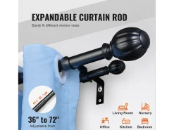 Varillas de Cortinas Dobles SucceBuy, Longitud Ajustable de 91.4-182.9 cm, para Salones, Dormitorios, Baños