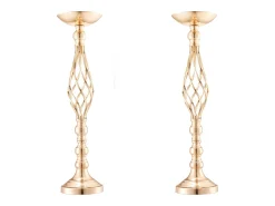 Vaso Succebuy Lote de 20 Vasos de Flores en Metal Dorado para Mesa de Matrimonio 58 Cm