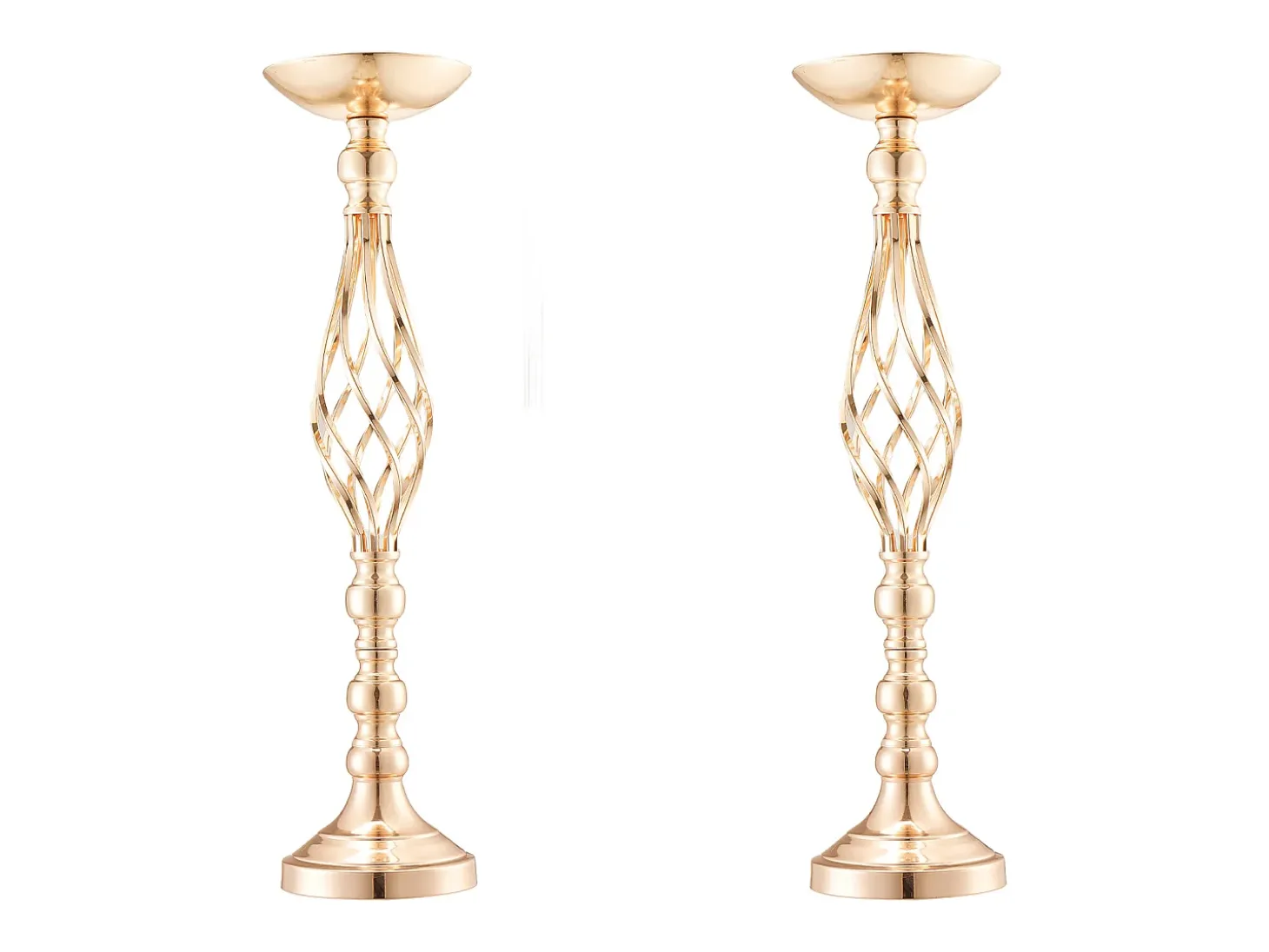 Vaso Succebuy Lote de 20 Vasos de Flores en Metal Dorado para Mesa de Matrimonio 58 Cm