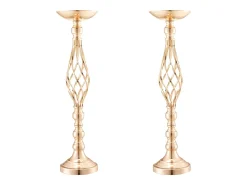 Vaso Succebuy Lote de 20 Vasos de Flores en Metal Dorado para Mesa de Matrimonio 58 Cm
