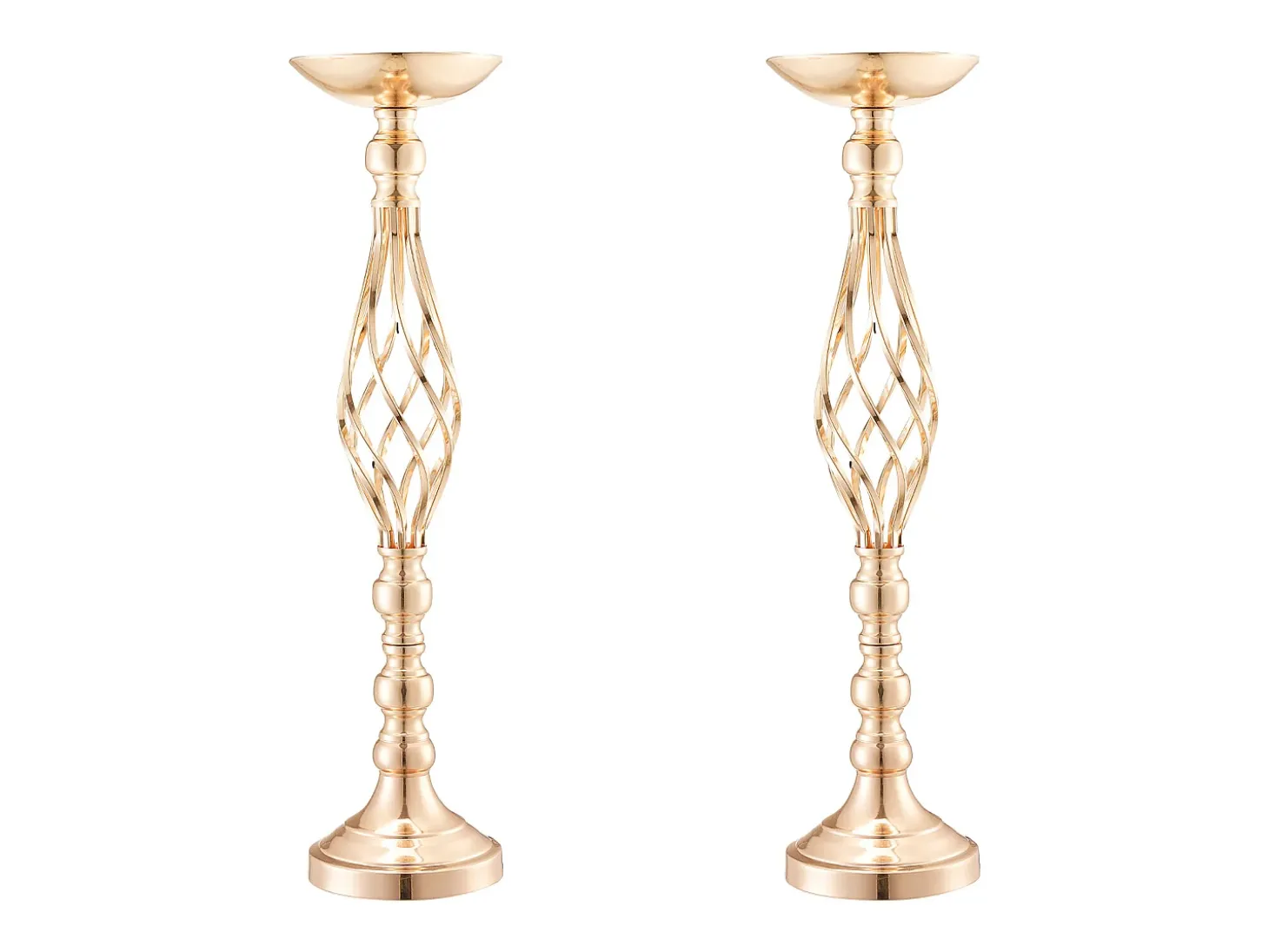Vaso Succebuy Lote de 20 Vasos de Flores en Metal Dorado para Mesa de Matrimonio 58 Cm