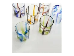 Hot Vaso Tirache Zafferano en vidrio borosilicato bicolor amatista, caja de 6 piezas Azul