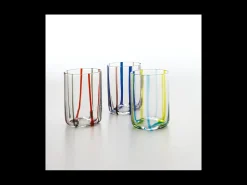 Hot Vaso Tirache Zafferano en vidrio borosilicato bicolor amatista, caja de 6 piezas Azul