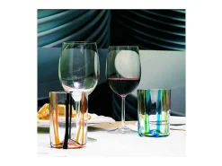 Outlet Vaso Tirache Zafferano en Vidrio Borosilicato Bicolor Aguamarina Caja de 6 Piezas Verde