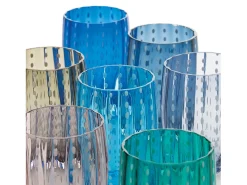 Vaso^Vaso Zafferano Perle - Vidrio Coloreado Soplado, 32 cl, Hecho a Mano - Juego de 2 Vasos Artesanos para Agua o Cócteles Transparente