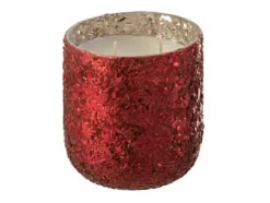 Vela perfumada de 40 horas en un tarro de vidrio rojo de 9x9x10 cm