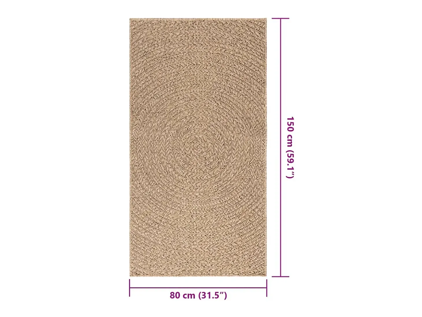 Veno Alfombra ZIZUR apariencia de yute interior y exterior 80x150 cm