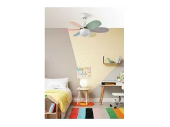 Ventilador Dc Alves Niquel Plata E27 Control Remoto Y Temporizador