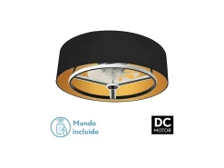 AKUNADECOR Plafón^Ventilador Dc Anuska Negro Led 6 Velocidades 3 Colores Dorado