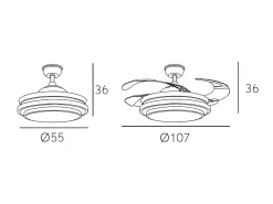 AKUNADECOR Plafón^Ventilador Dc Bayomo L Led Con Memoria De Color Blanco