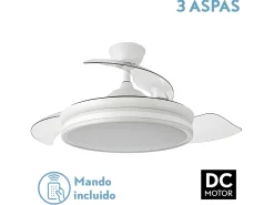 AKUNADECOR Plafón^Ventilador Dc Bayomo L Led Con Memoria De Color Blanco