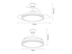 Ventilador Dc Biliku Niquel Led 72w Memoria De Color Y Temporizador