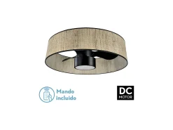 Ventilador Dc Natasha Negro Cañizo Led Control Remoto Cct Regulable