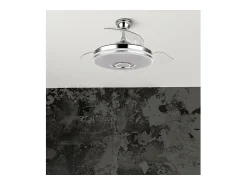 AKUNADECOR Ventilador Dc Noto Cromo Led Con Altavoz Y Conectividad Bluetooth Plateado