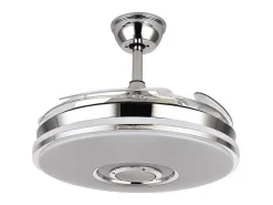 AKUNADECOR Ventilador Dc Noto Cromo Led Con Altavoz Y Conectividad Bluetooth Plateado