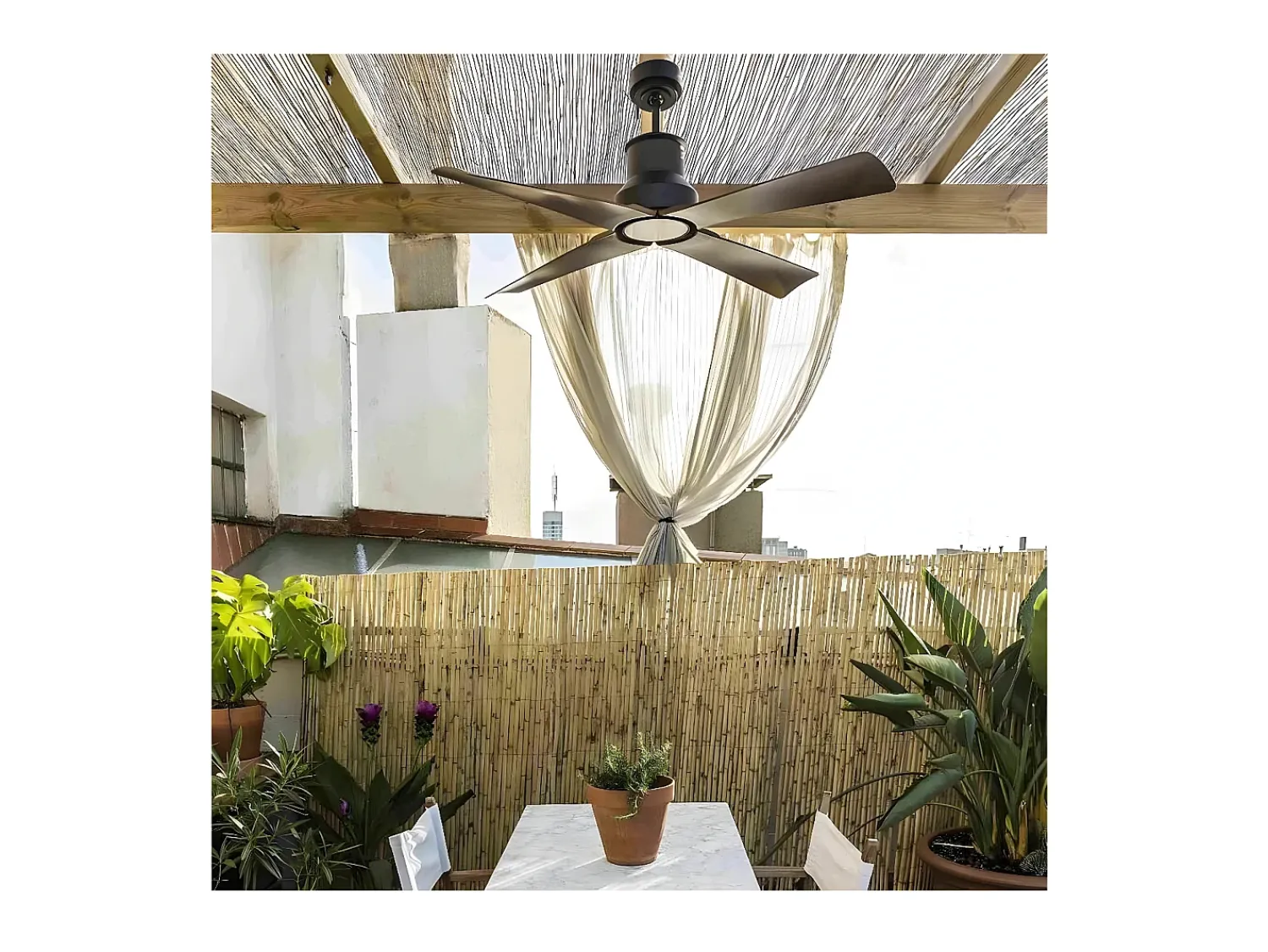 AKUNADECOR Plafón^Ventilador Dc Winche L Control Remoto Funcion Inversa Negro