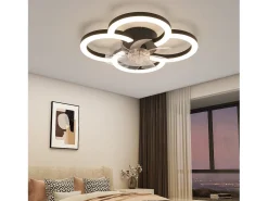Ventilador de techo LED NETTLIFE con iluminación - 40 W, silencioso, negro, con control remoto, temporizador regulable de 6 velocidades