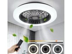 Sale NETTLIFE Ventilador de techo con iluminación LED, silencioso, con control remoto, 40 W, regulable, 6 velocidades Blanco