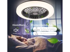 Sale NETTLIFE Ventilador de techo con iluminación LED, silencioso, con control remoto, 40 W, regulable, 6 velocidades Blanco