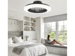 Sale NETTLIFE Ventilador de techo con iluminación LED, silencioso, con control remoto, 40 W, regulable, 6 velocidades Blanco
