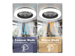 Sale NETTLIFE Ventilador de techo con iluminación LED, silencioso, con control remoto, 40 W, regulable, 6 velocidades Blanco