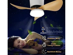 Ventilador de techo NETTLIFE con iluminación y control remoto LED 23W regulable silencioso 70CM verano/invierno temporizador de 6 velocidades
