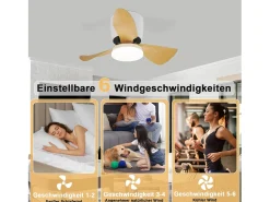 Ventilador de techo NETTLIFE con iluminación y control remoto LED 23W regulable silencioso 70CM verano/invierno temporizador de 6 velocidades