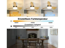Ventilador de techo NETTLIFE con iluminación y control remoto LED 23W regulable silencioso 70CM verano/invierno temporizador de 6 velocidades