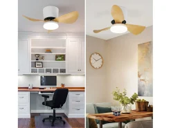 Ventilador de techo NETTLIFE con iluminación y control remoto LED 23W regulable silencioso 70CM verano/invierno temporizador de 6 velocidades