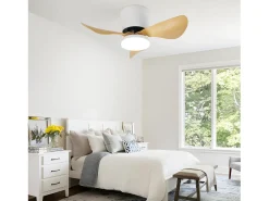 Ventilador de techo NETTLIFE con iluminación y control remoto LED 23W regulable silencioso 70CM verano/invierno temporizador de 6 velocidades